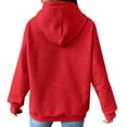 thumbnail image 4 of Kaprioy Long Sleeve Tops For Women Hoodies Casual Drawstring Waffle Pullover Tops Loose Hooded Sweatshirt with Pocket Red, L, 4 of 6
