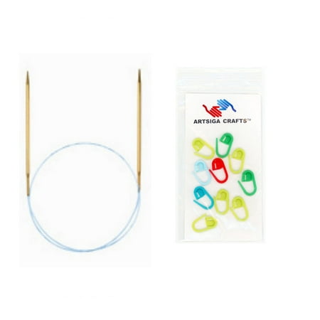 addi Bundle: Turbo Lace Circular 24-inch (60cm) Knitting Needles with 10 Artsiga Crafts Stitch (Addi Knitting Needles Best Price)