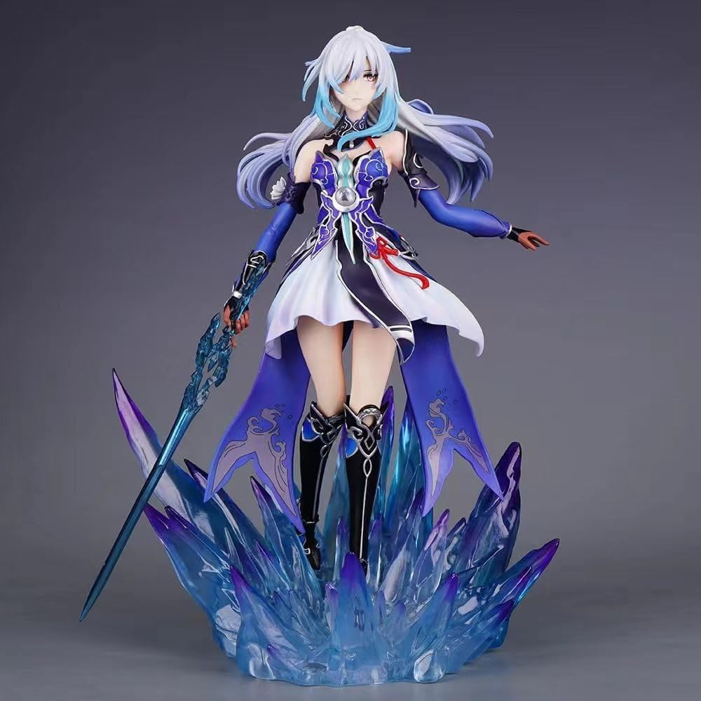 Jingliu Figure, Fighting Standing Jingliu Anime Figures 29cm/11.4inch Character Statue Model Desktop Decoration Ornament Gifts