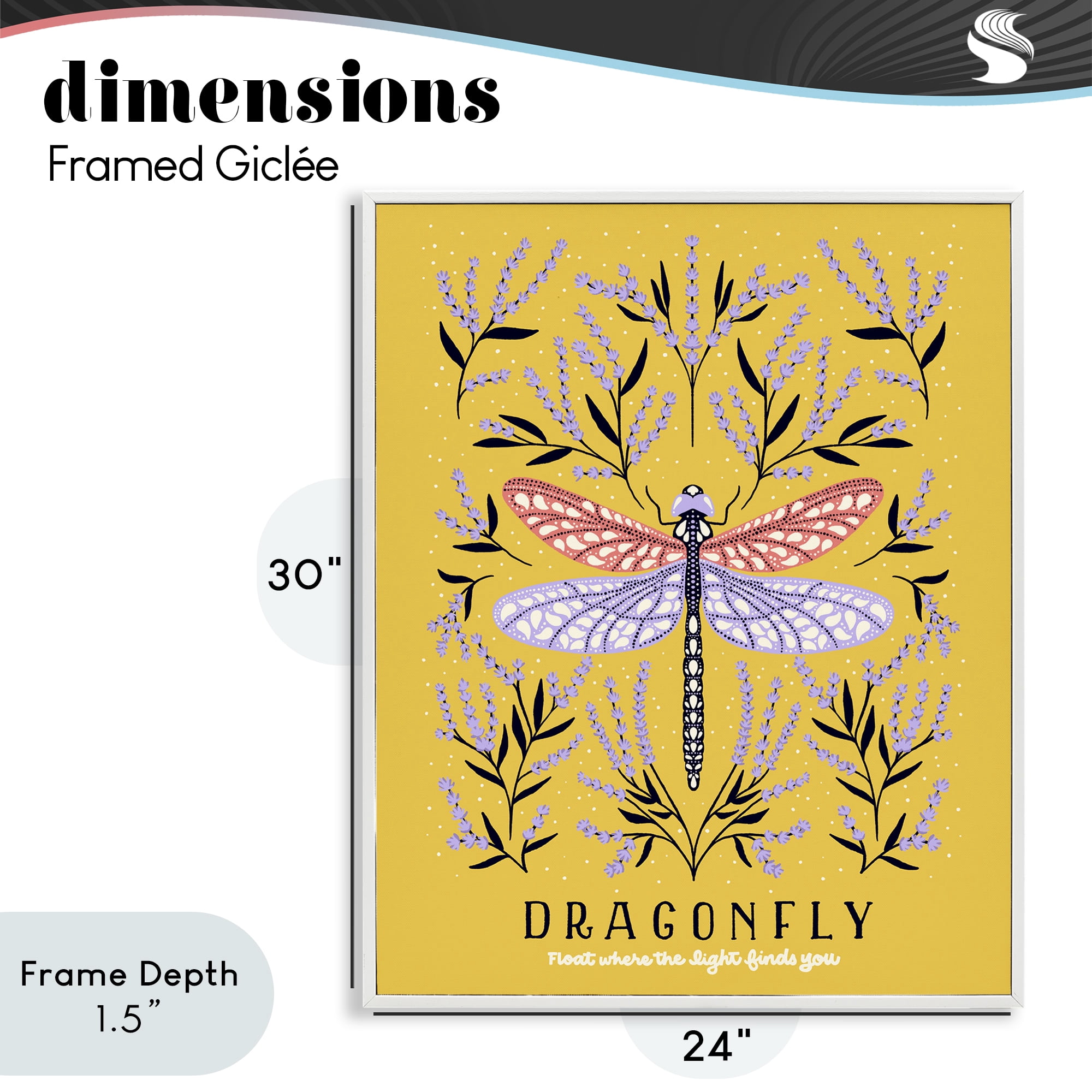 Stupell Industries Dragonfly Symmetry on Yellow White Framed Giclee Art, design by Indira Prieto | IndySign