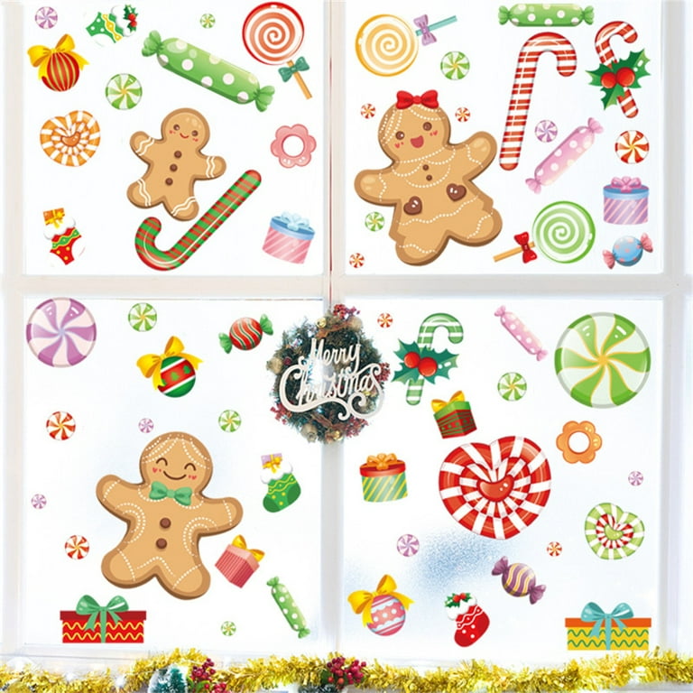 Christmas Gingerbread Man Candy Window Stickers High-Quality Material Decorative Stickers for Creative Christmas Holiday Gifts