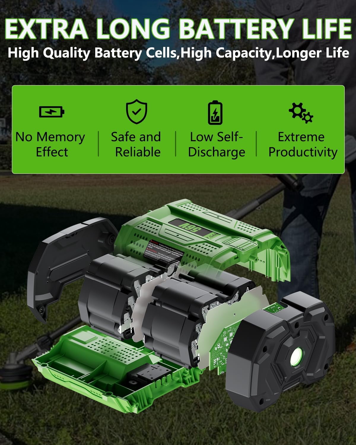Upgraded 7500mAh Replacement for EGO 56V 7.5Ah 56 Volt Lithium-ion Batteries BA2800 BA4200 BA1400 HT2400 LB6504 LB5804 Power+ Tools NEW