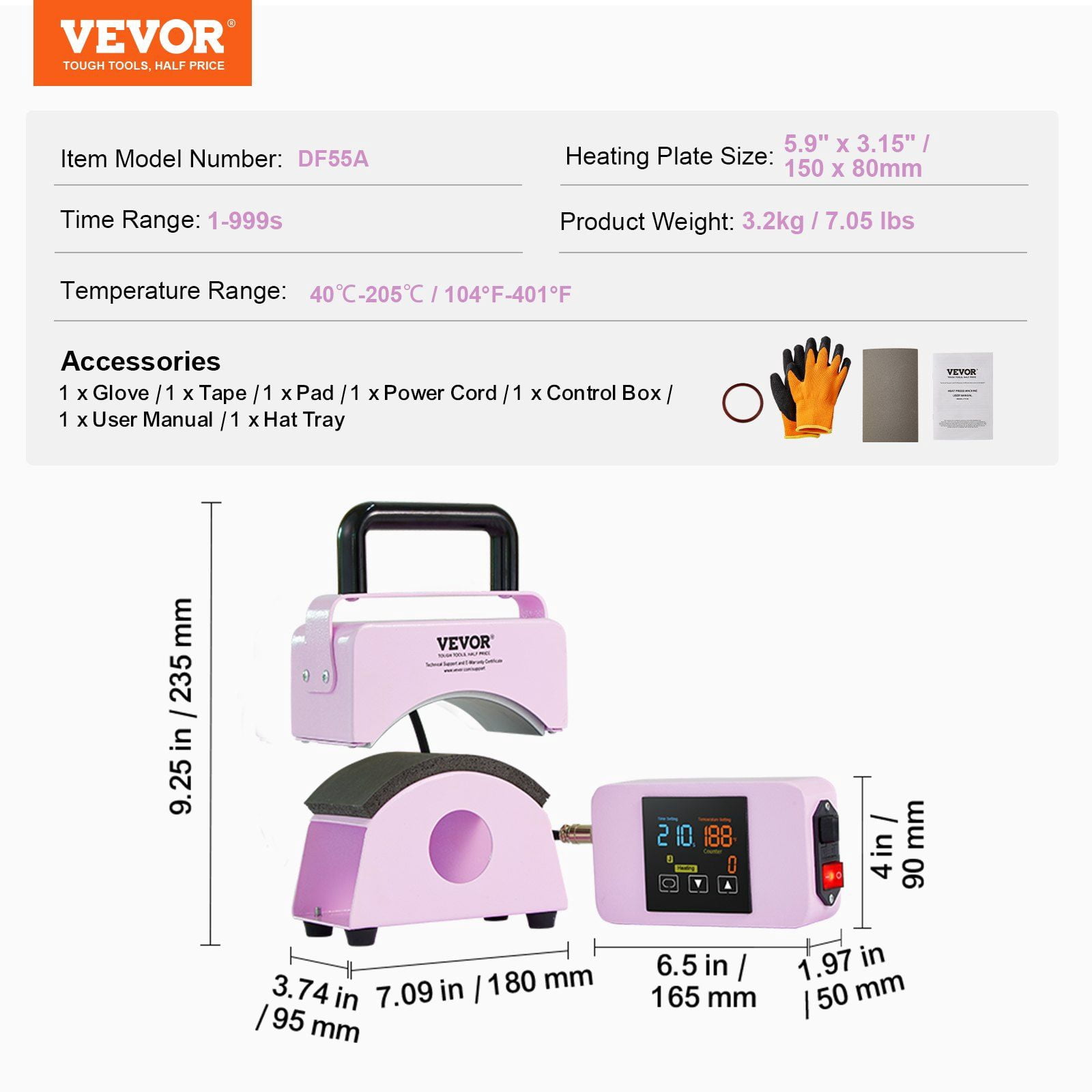 Compact Hat Heat Press, 5.9x3.15 Inch Plate, Purple – Ideal for Small Caps & DIY Projects