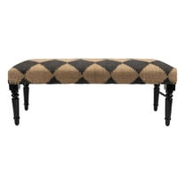 HomeRoots 47" Tan And Black Black Leg Checkered Upholstered Bench