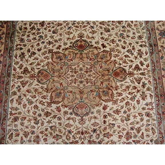 Ahmedani Linen Gorgeous Floral Medallion Chirag Birds Any Room Home Decor Area Rug Wool Silk Hand Knotted  Indoor Carpet (9 x 6)'