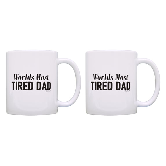 ThisWear Funny Dad Appreciation Gift for Dad World's Most Tired Dad 2 Pack 11oz Coffee Mug Set TiredDad