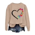 thumbnail image 5 of GPOECD Mode Femme Décontractée Couleur Unie Manches Longues Imprimé Lettre Col Rond Chandail en Molleton Sans Capuche Coupe Ample Confortable chandail-Over Kaki,G, 5 of 5