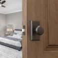 thumbnail image 2 of Bravura Hardware 906 Macon Knob Privacy Lockset with Modern Rectangle Trim Door Knob for Bedroom/Bathroom, Oil Rubbed Bronze, 2 of 4