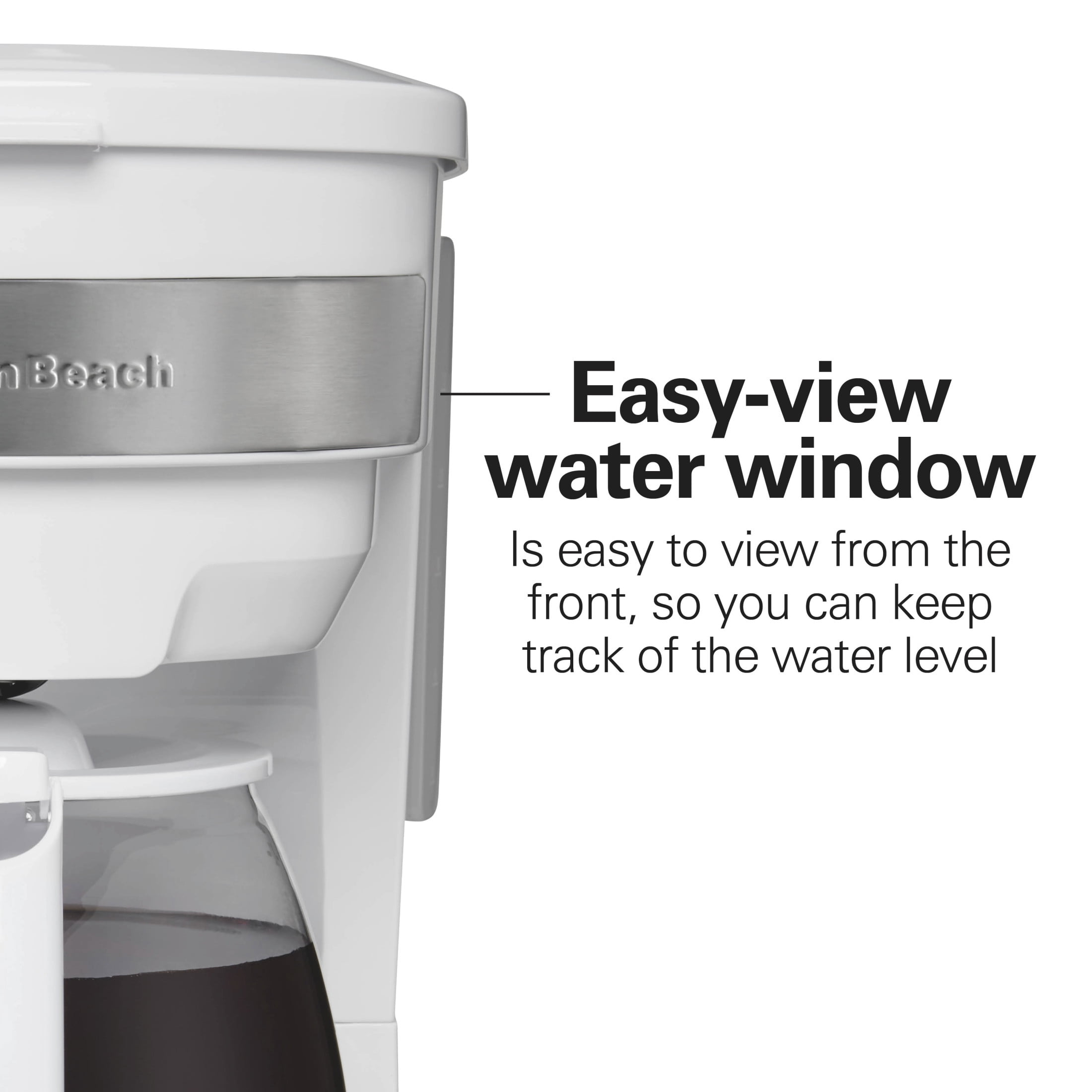 Hamilton Beach 12-Cup Programmable Drip Coffee Maker Machine with Glass Coffee Pot, Cafetera, White