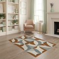 thumbnail image 2 of ODIKA 4'x6' Washable Area Rug Non-Slip, Chair-Friendly, Flatwoven Interlocking Motifs Brushstroke Minimalist Abstract Mid Refined for Home Office, Under Desk, 2 of 7