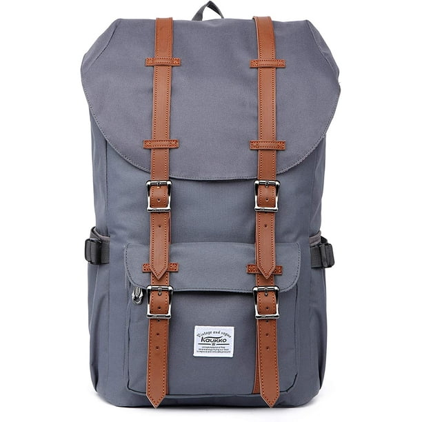 Mochila de viaje escolar KAUKKO para universidad flexible con portátil para 15", 22L (Nylon/Gris) KAUKKO EP509Gray