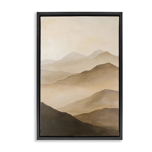 Stupell Industries Southwestern Moody Mountains Foggy Landscape Black Floating Frame Canvas Art, 17 x 25, by Petals Prints Design