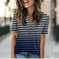 thumbnail image 2 of NAMTYQX Summer Shirts for Women Short Sleeve Fashion Plus Size Casual Button V Neck Soft Boxy Fit Comfort Dark Blue Size S, 2 of 5