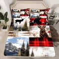 thumbnail image 2 of jejeloiu Safari Animal Deer Queen Sheet Sets,Rustic Western Farmhouse Flat Sheet,Red White Brown Queen Fitted Sheet For Adults,Super Cozy Room Decor,4 Pieces, 2 of 7