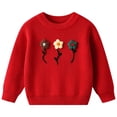thumbnail image 1 of WUANDIXFA Chandails Garçons Enfants Col Rond Brodé à la Main Fleur Chandail Bébé Chandail de Base Chandail d'Anniversaire Garçon et Fille Rouge, 4-5 Ans, 1 of 6