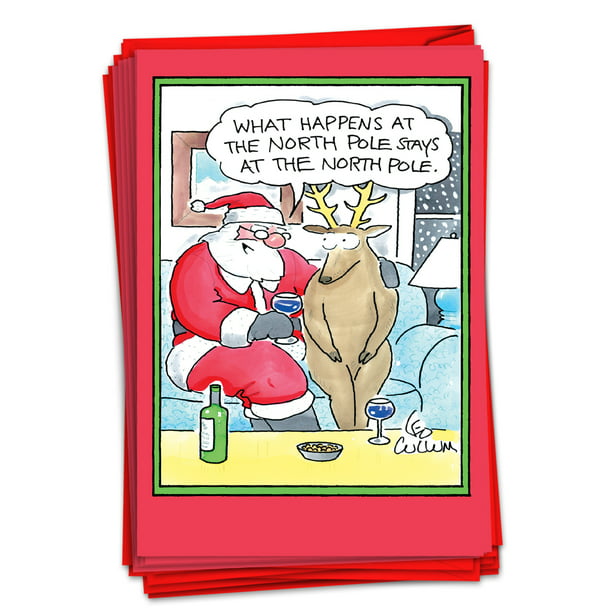 12 Funny Merry Christmas Cards Pack (1 Design, 12 Cards) - Secret Santa -  