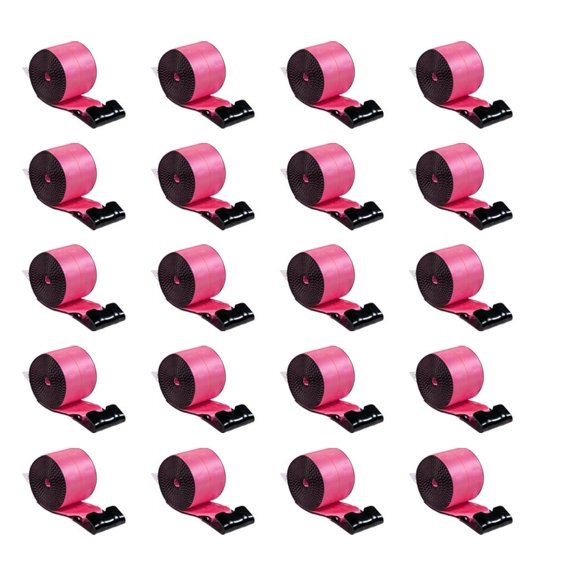 20 Pack Pack 4"x30' Pink Winch Straps with Flat Hooks - 5400 lbs WLL - Heavy Duty Tie Down Straps 4 Inch Cargo Control for Flatbed Truck Utility Trailer