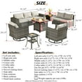 thumbnail image 6 of Vcatnet 10 Pieces Patio Furniture Outdoor Sectional Sofa Wicker Conversation Set with Rocking Chairs and Fire Pit Table for Garden,Poolside,Beige, 6 of 8