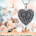 thumbnail image 5 of Birth Flower Locket Necklace for Women 925 Sterling Silver Flower Butterfly Heart Photo Locket Necklaces Birthday Jewelry Gifts for Mom Daughter Wife Sister, 5 of 6