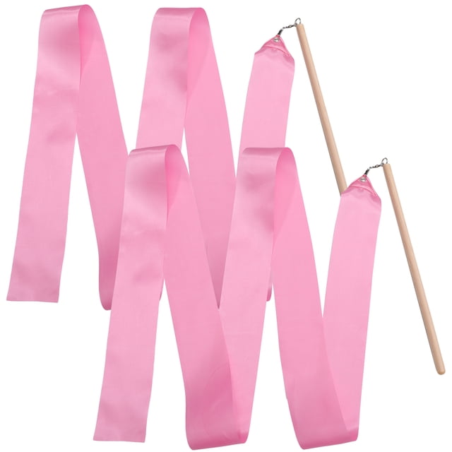 OULII Lot de 2 Rubans Tournoyants Pièce en Soie Rose pour Enfants Accessoires de Routine de Danse