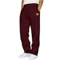 thumbnail image 2 of Men's Midweight Fleece Jogger Sweatpants, Open Bottom Elastic Drawstring Waist with Pockets for Lounge - Sweatpants for Men Wine XL, 2 of 7