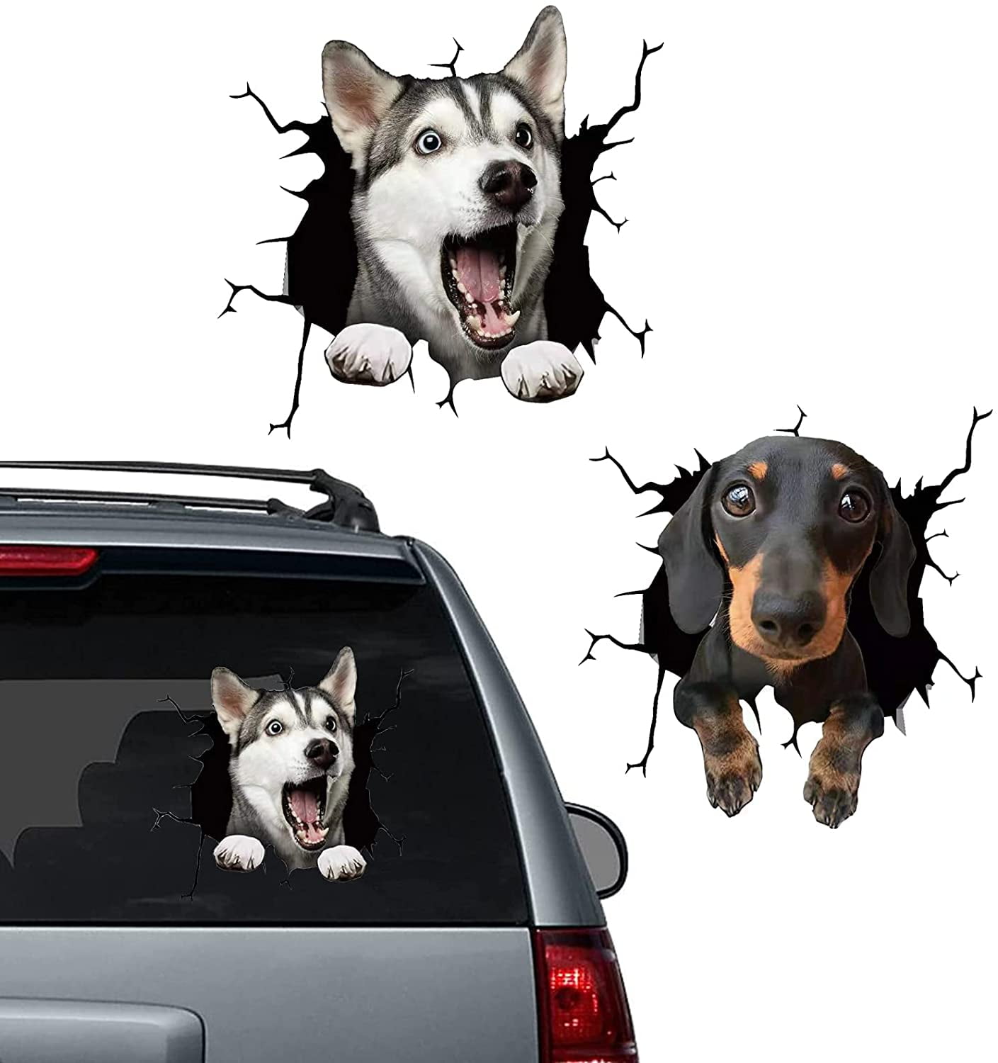 BG 362 Hiker Girl Husky Dog Happy Trails Decal Sticker for Car Window 