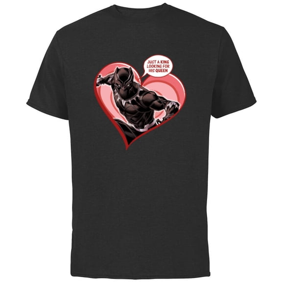 Marvel Black Panther King Queen Valentine's Day - Short Sleeve Cotton T-Shirt for Adults - Customized-Black