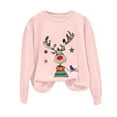 thumbnail image 4 of Kaprioy Sweatshirts for Women Cute Elk Gift Long Sleeve Shirt Pullover Tops Christmas Graphic Fall Fashion Clothing Pink, L, 4 of 6