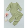 thumbnail image 4 of Qiylii 2Pcs Toddler Outfits, O-Neck Long Sleeve Romper + Buttons Pants, 4 of 9