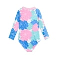 thumbnail image 2 of Zando Toddler Girl Long Sleeve One Piece Swimsuit Little Girl Quick Dry Bathing Suits with Zipper Girl Rash Guard Beachwear UPF 50+ Sun Protection Multicolor Floral 6-7T, 2 of 6