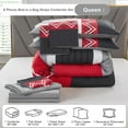 thumbnail image 4 of Davulos 6 Piece Geometric Pattern Red Comforter Set，Queen Bed in a Bag Set , Stylish Bedding Set with Comforter, Flat Sheet, Fitted Sheet, 2 Pillowcases & 1 Decorative Pillowcase, 4 of 8