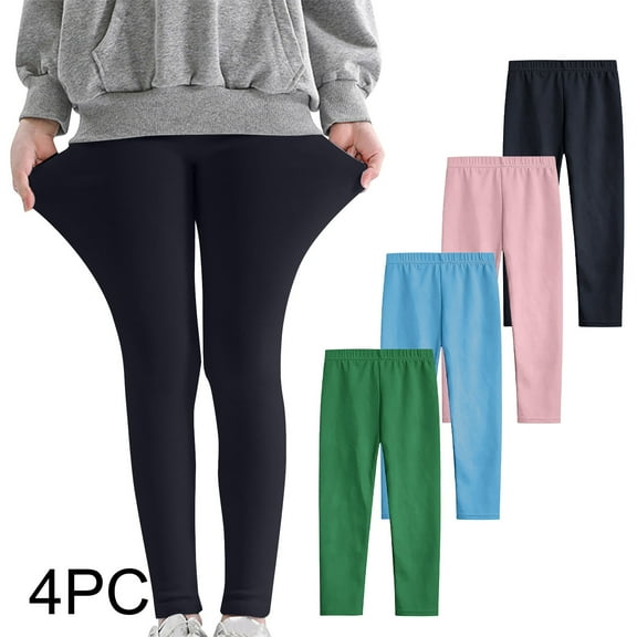 Ndbuld Children's Clothing Girls School Uniform Pants 4PC Toddler Kids Comfortable Leggings For Girls Leggings Great For Softness And Breathability Pants ,Green,110cm/43.31in (5 Years)
