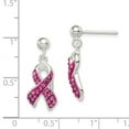 thumbnail image 2 of FB Jewels Sterling Silver Stellux Crystal Pink Awareness Ribbon Earrings, 2 of 2