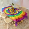 thumbnail image 3 of Rainbow Tie Dye Mandala Pattern Rectangle Tablecloth 60"x102",Waterproof Polyester Rectangle Table Cloth, Wipeable Spillproof Polyester Tablecloth for Dining, Camping, Indoor and Outdoor, 3 of 5