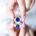 thumbnail image 5 of Rosec Jewels Lab Grown Blue Sapphire Cushion Cut Engagement Ring for Women - 10mm - AAAA Grade - Certified Sapphire Moissanite Ring, 18K White Gold, US 9.50, 5 of 9