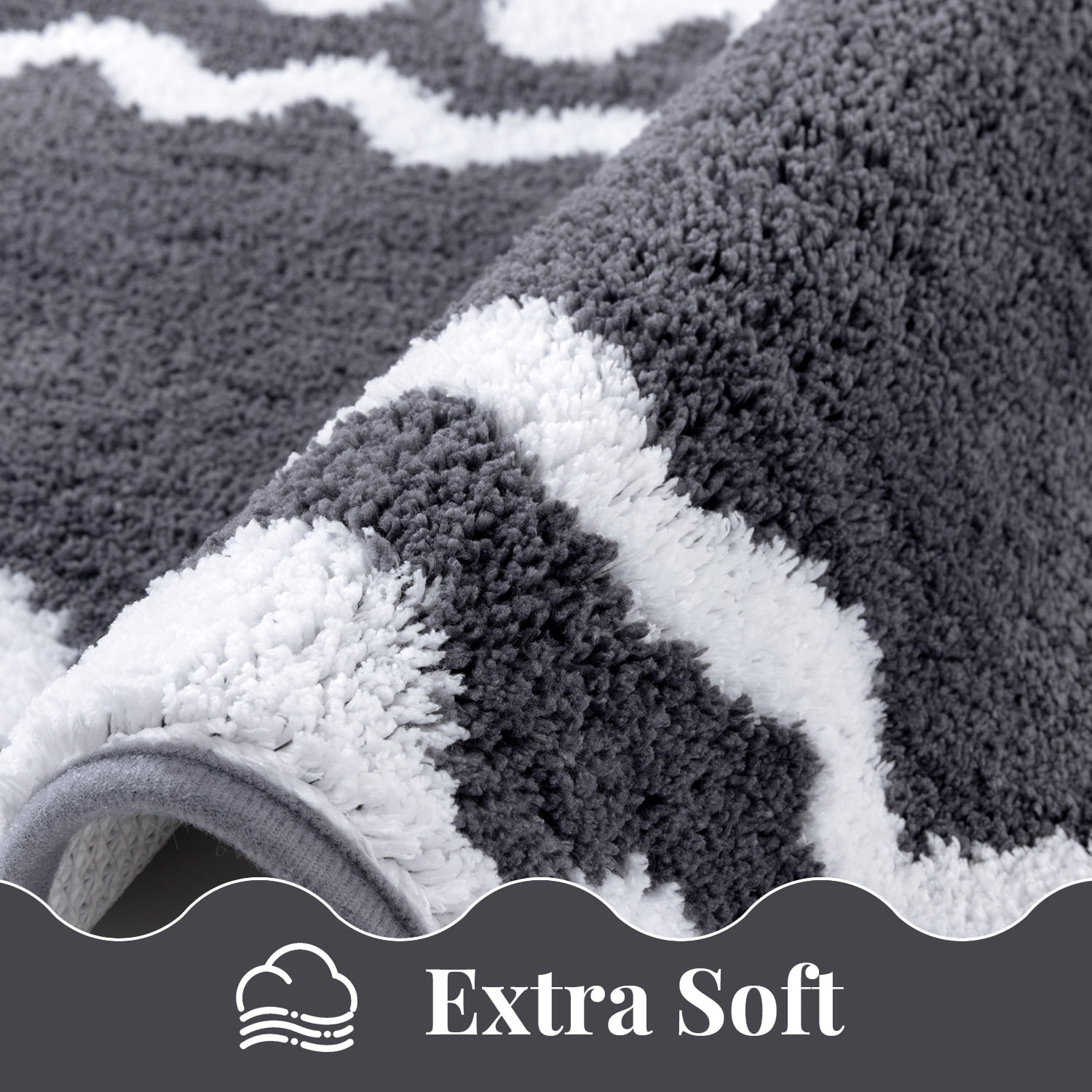Findosom 4-Piece Bathroom Rugs Set,Non Slip Absorbent Bath Mat,Machine Washable Microfiber Quick Dry Bath Rug for Bathroom Bedroom Kitchen Shower Tub,Gray