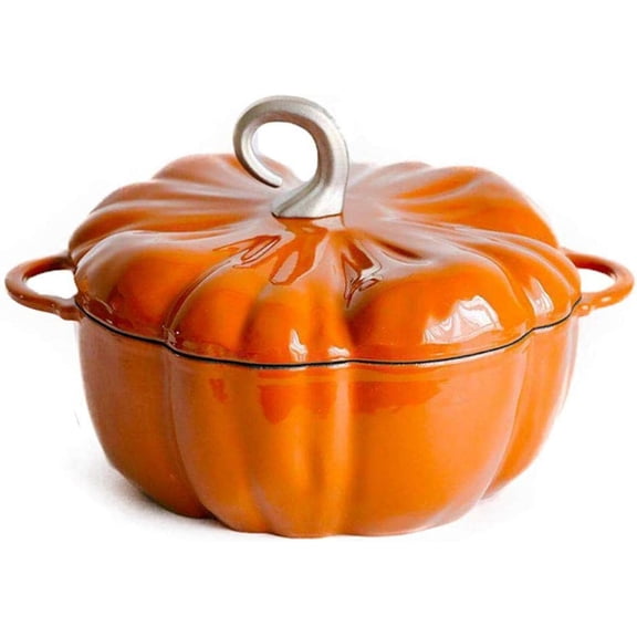 Cast Iron Dutch Oven,Pumpkin Dutch Oven,Cute Pumpkin Shape,3.36 Quart/3.7L Enameled Cast Iron Soup Pot with Lid,Non-stick Casserole Cookware for Your Kitchen, Enameled Cast Iron Dutch Oven