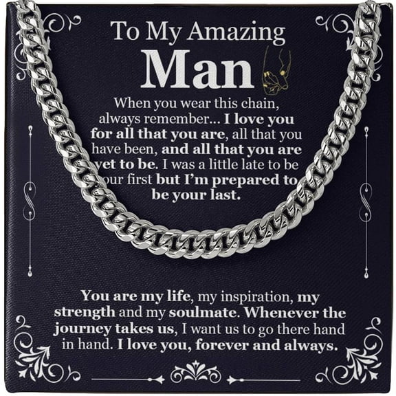 Valentines Day Gift To My Man Necklace, Man Cuban Chain Necklace, Gifts For Men, To My Husband Necklace, Christmas Gifts For Men, Unique Gift For Boyfriend, Chain For Boyfriend
