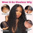 thumbnail image 3 of Peluca RUI MEI SI Wear and Go, sin pegamento, onda profunda, 60 cm, cabello humano, 3 of 5
