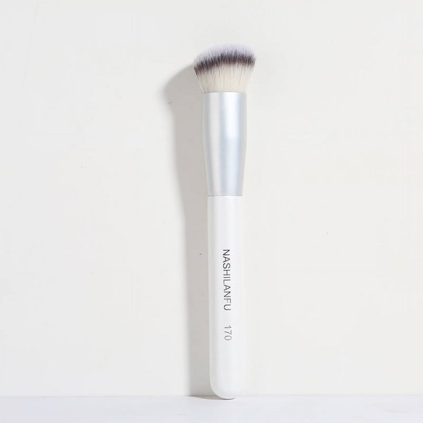 Brocha de maquillaje para principiantes, de cabeza redonda simple, 270 unidades, mango de madera, cerdas suaves, que no se comen los polvos, herramienta de maquillaje de belleza sin dejar rastro