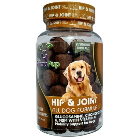 Primo Pup Vet Health Hip & Joint Supplement | With Glucosamine, Chondroitin & MSM | Enhances Joint Health for Dogs | Supports Cartilage & Connective Tissue | Veterinarian Developed | 30 Soft
