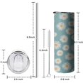 thumbnail image 5 of 20oz Teal Daisy Flower Golden Centers Pattern Skinny Tumblers Stainless Steel Tumbler with Lid and Straw,Vacuum Insulated Double Wall Travel Tumbler Cups with Cleaning Brush for Coffee,Tea, 5 of 6