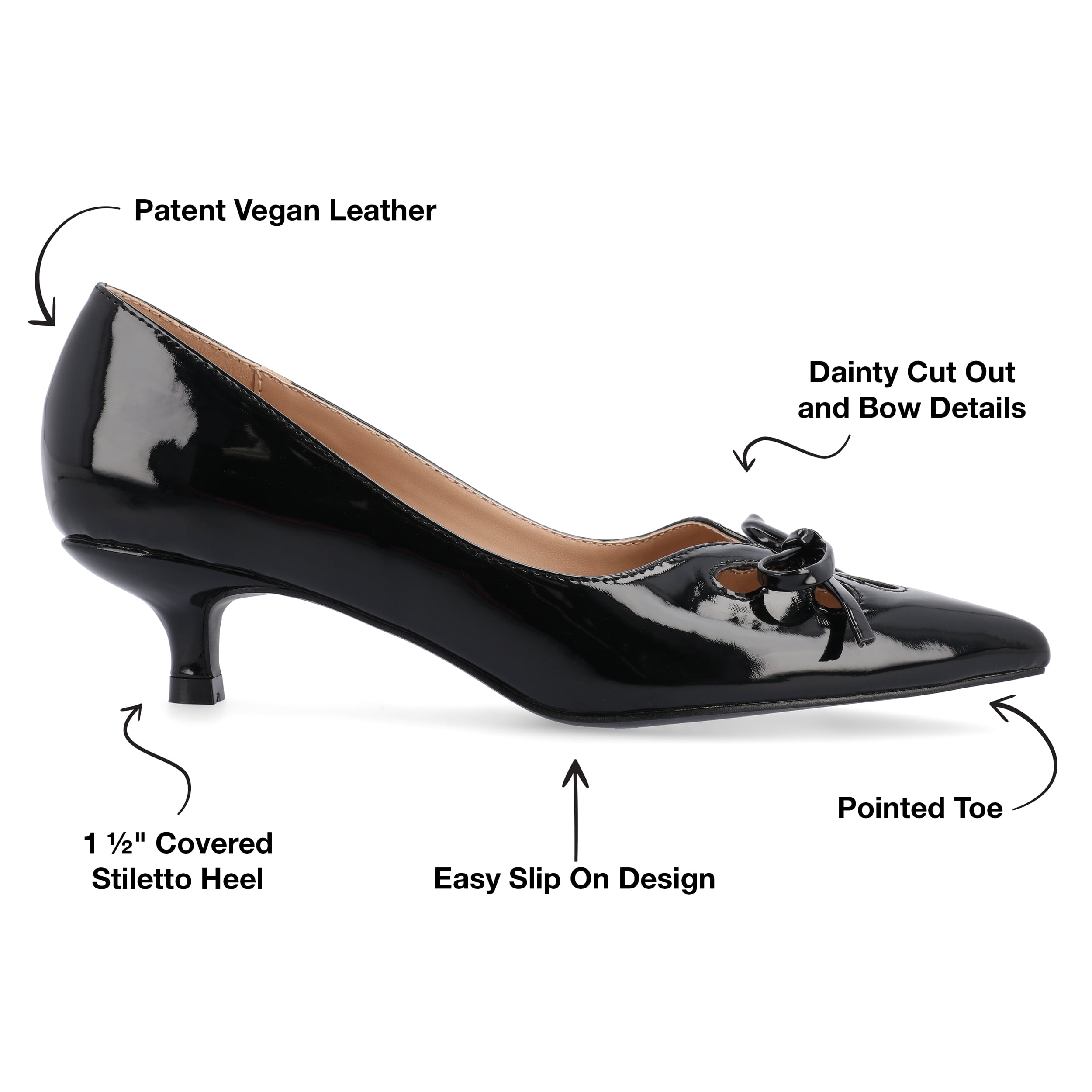 Journee Womens Lutana Pointed Toe Kitten Heel Pumps, Widths Available