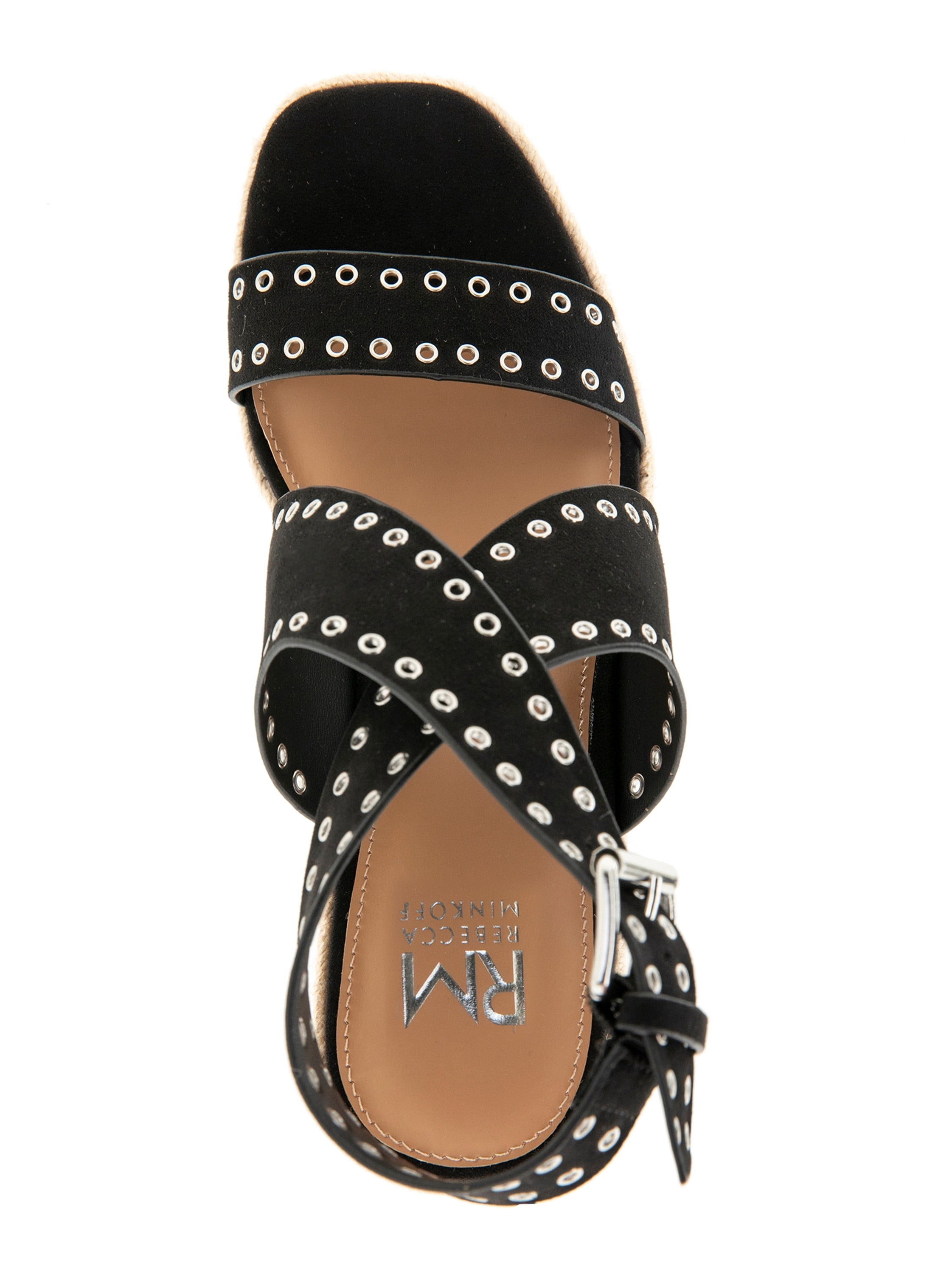 RM Rebecca Minkoff Women's Gemma Studded Ankle Strap Wedge Sandal
