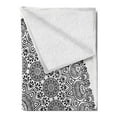 thumbnail image 2 of Mandala Soft Flannel Fleece Throw Blanket, Rounded Art Motif with Symmetrical Flower Petal Features Print, Cozy Plush for Indoor and Outdoor Use, 50" x 60", White and Black, by Ambesonne, 2 of 5