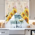 thumbnail image 4 of Rustic Sunflower Swag Curtain Valance for Windows, Bee Country Floral Retro Letter Background Window Treatments Short Swag Topper for Kitchen Windows Bathroom Bedroom, 36"x45", 4 of 8