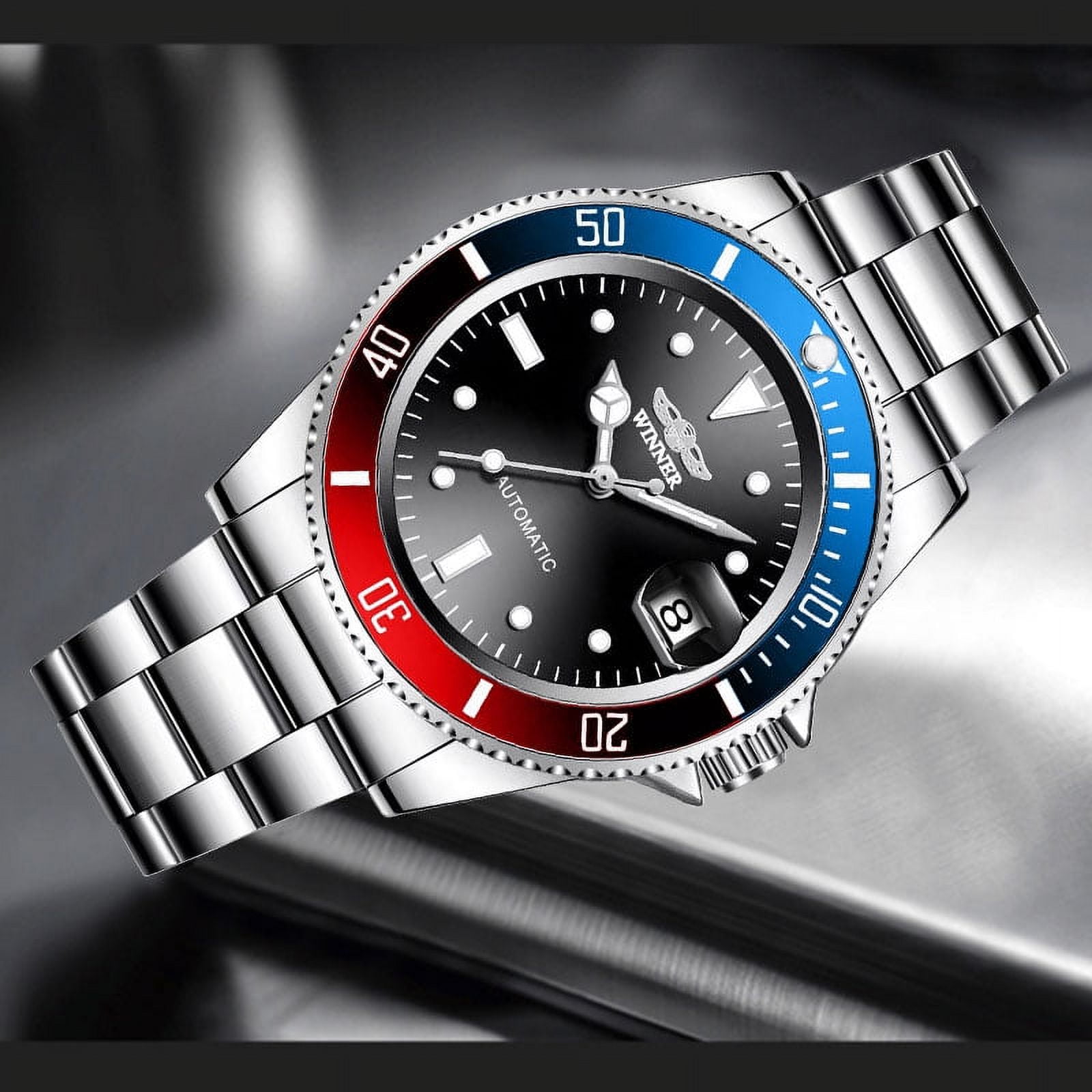 VIGOROSO Men's Watch Automatic Mechanical Watches Luxury Classic Business Sports Watch Stainless Steel Date Luminous AUTO Selfwind Wristwatch Men