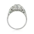 thumbnail image 2 of Art Nouveau Engagement Ring, Antique Milgrain Bezel Set Diamond Ring, Vintage Halo Diamond Wedding Ring, Dome Cocktail Ring, 14K White Gold Plated, 2.3 Ct Simulated Diamond & Green Emerald, 2 of 5