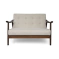 thumbnail image 1 of Noble House Hector 45.25" Contemporary Button Tufted Rectangular Settee, Beige and Brown, 1 of 7