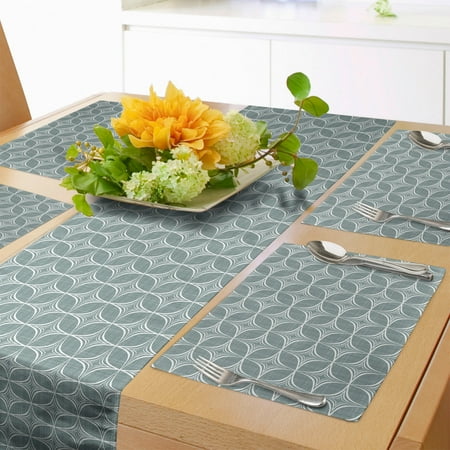 

Abstract Table Runner & Placemats Round Square Elements Geometric Structure Simplistic Modern Art Set for Dining Table Decor Placemat 4 pcs + Runner 12 x72 Dark Sea Green and White by Ambesonne